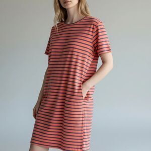 Banana Republic Women's Red and Blue Striped Shirt Dress Size Medium